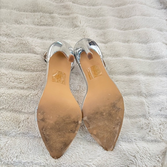 Public Desire Silver Stiletto High Heels with Ankle Strap Size 7 - Picture 11 of 13